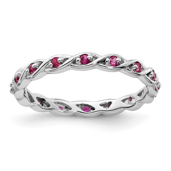 Sterling Silver 1/3 ct Created Ruby Eternity Ring
