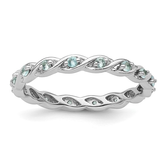 Sterling Silver 1/3 ct Blue Topaz Eternity Ring