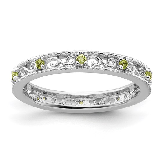 Sterling Silver 1/6 ct Peridot Eternity Ring