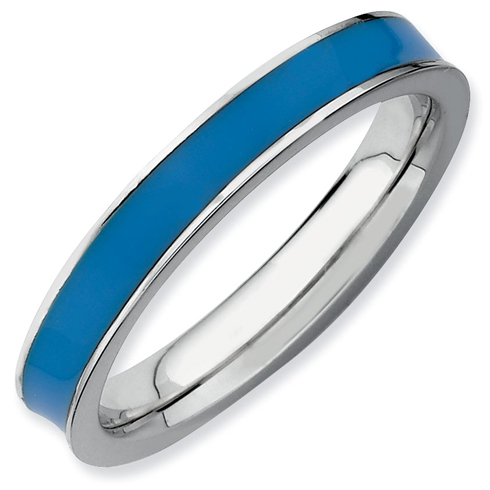Sterling Silver Stackable Expressions Blue Enameled 3.25mm Ring