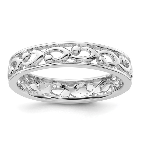 4.25mm Sterling Silver Stackable Carved Ring QSK1534 | Joy Jewelers