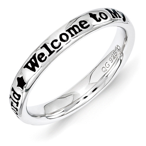 Sterling Silver Stackable Welcome to My World Ring