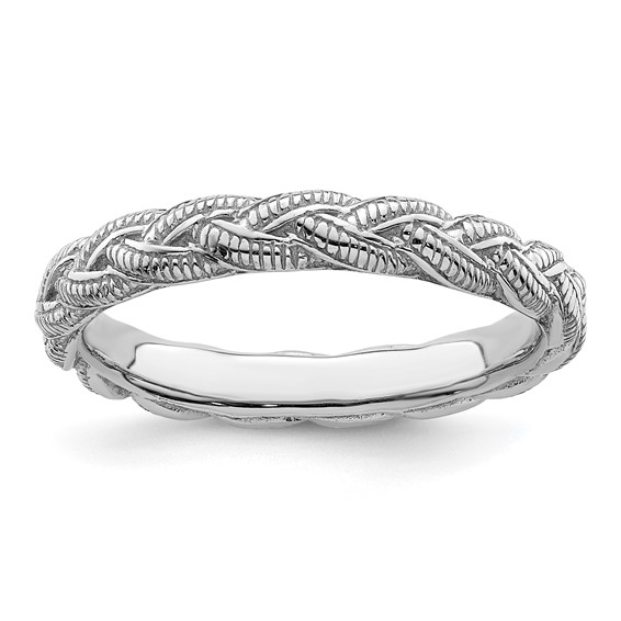 Sterling Silver Stackable Braided Twist Ring