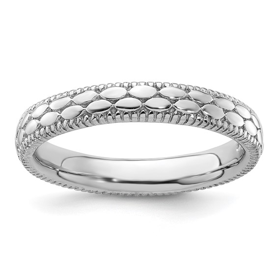 Sterling Silver Stackable 3.5mm Pebble Pattern Ring