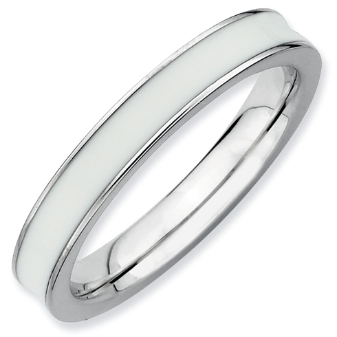 Sterling Silver Stackable Expressions White Enamel 3.25mm Ring