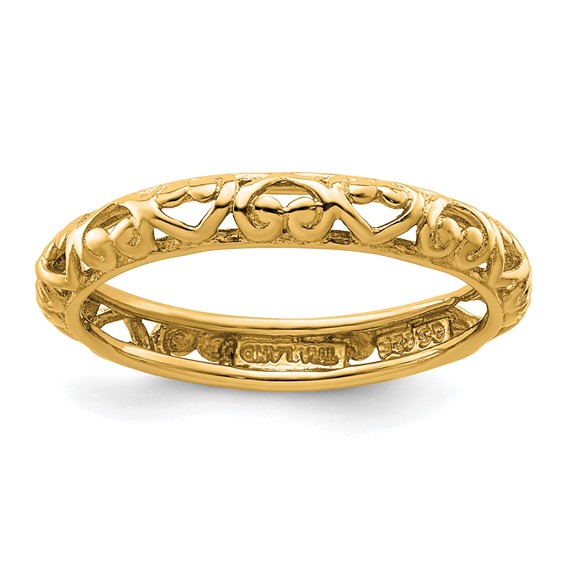 Gold-plated Sterling Silver Stackable Scroll Hearts Ring