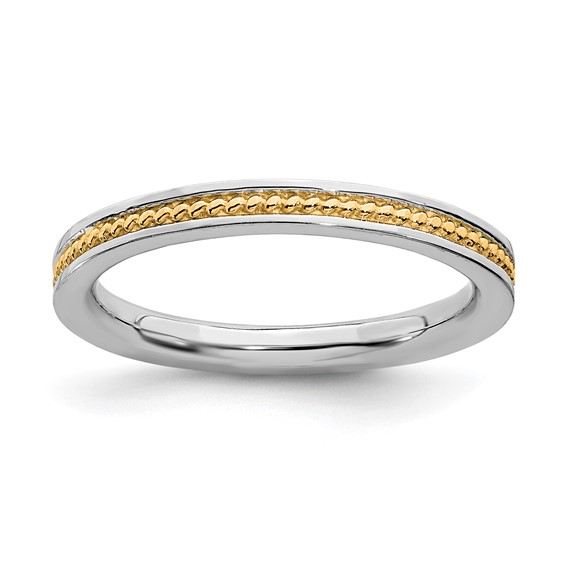Sterling Silver Stackable Gold-plated Channeled Ring