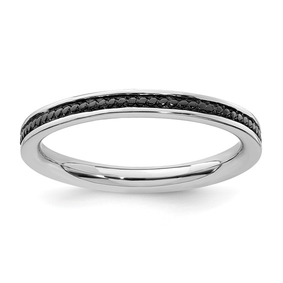 Sterling Silver Stackable Black-plated Channeled Ring