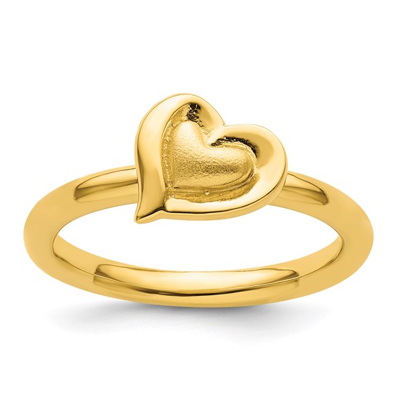Sterling Silver Stackable Gold-plated Heart Ring