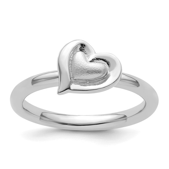 Sterling Silver Stackable Rhodium Heart Ring