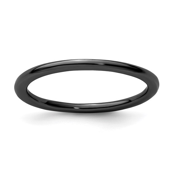 Black-plated Sterling Silver Stackable 1.5mm Polished Ring
