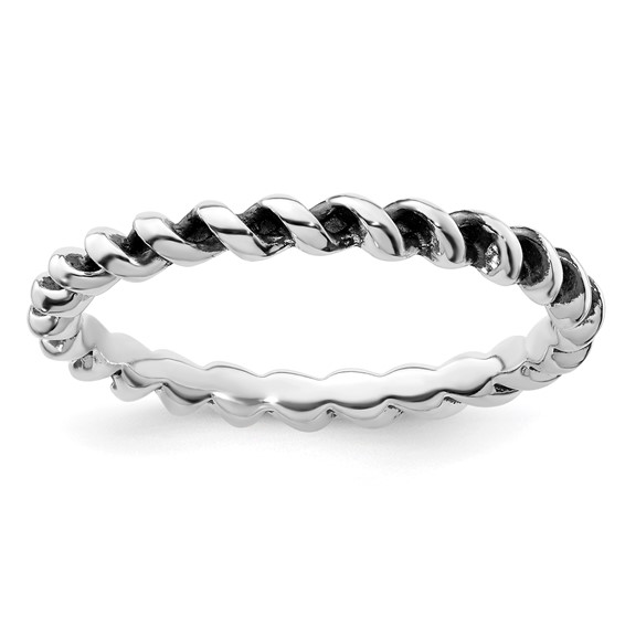 Sterling Silver Stackable Antiqued Twist Ring