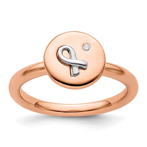 Rose Gold-Plated Sterling Silver Stackable Ribbon Diamond Ring