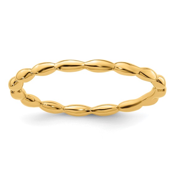 Gold-plated Sterling Silver Stackable 1.5mm Rice Bead Ring