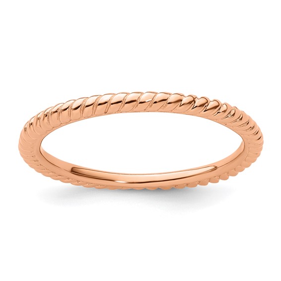 Sterling Silver Stackable 1.5mm Pink-plated Twisted Ring