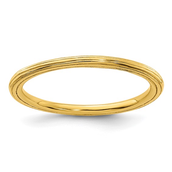 18kt Gold-plated Sterling Silver Stackable 1.5mm Ring Step-down Edges