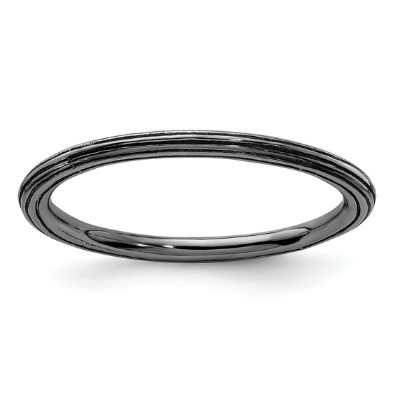 Black-plated Sterling Silver Stackable 1.5mm Step-down Ring