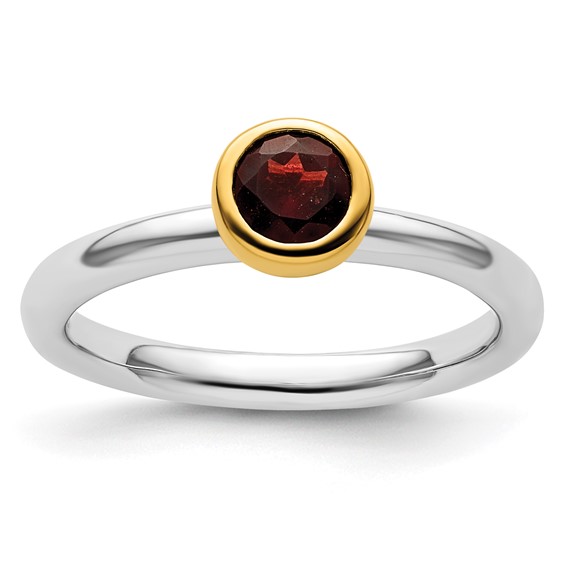 Sterling Silver Stackable Expressions Gold-plated Garnet Ring