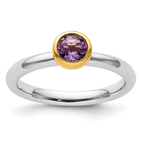 Sterling Silver Stackable Gold-plated 2/5 ct Amethyst Ring