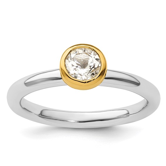 Sterling Silver Stackable Gold-plated .60 ct White Topaz Ring