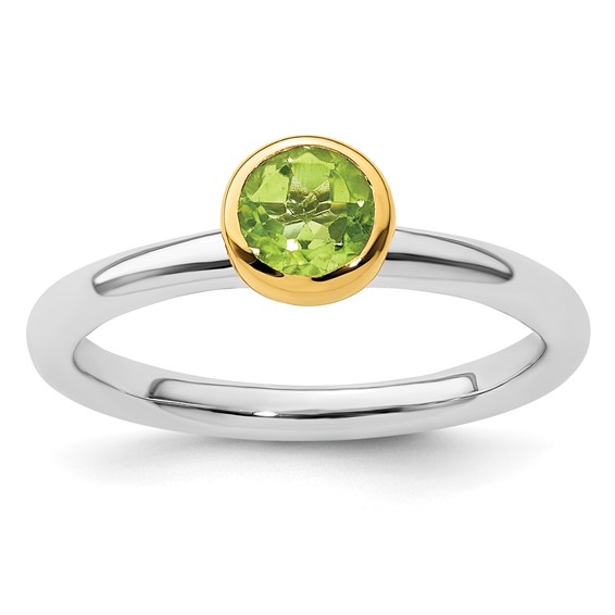 Sterling Silver Stackable Gold-plated 1/2 ct Peridot Ring