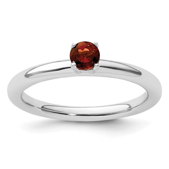 Sterling Silver Stackable Expressions Garnet Solitaire Ring