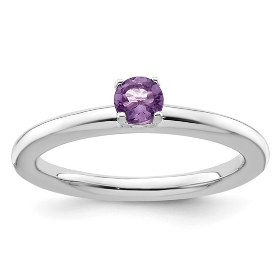 Sterling Silver Stackable Expressions Amethyst Solitaire Ring