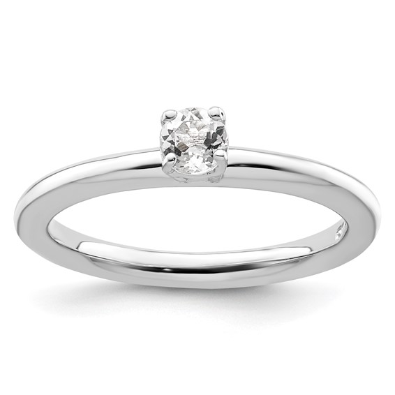 Sterling Silver Stackable Expressions White Topaz Solitaire Ring