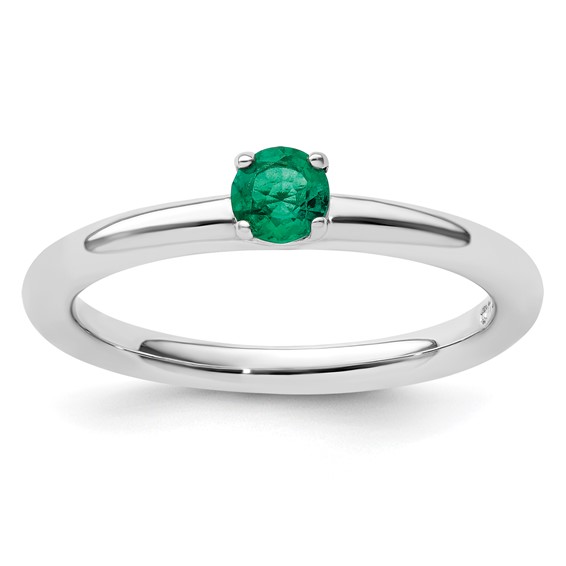 Sterling Silver Stackable 1/4 ct Created Emerald Solitaire Ring