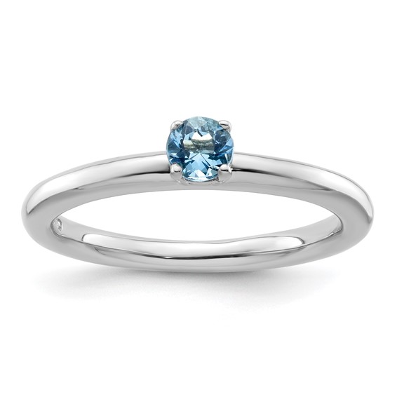 Sterling Silver Stackable Expressions Blue Topaz Solitaire Ring