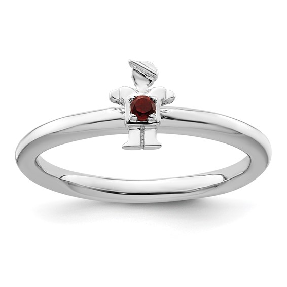Sterling Silver Stackable Expressions Garnet Boy Ring