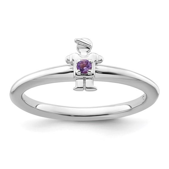 Sterling Silver Stackable Expressions Amethyst Boy Ring