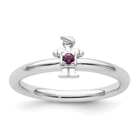 Sterling Silver Stackable Expressions Rhodolite Garnet Boy Ring