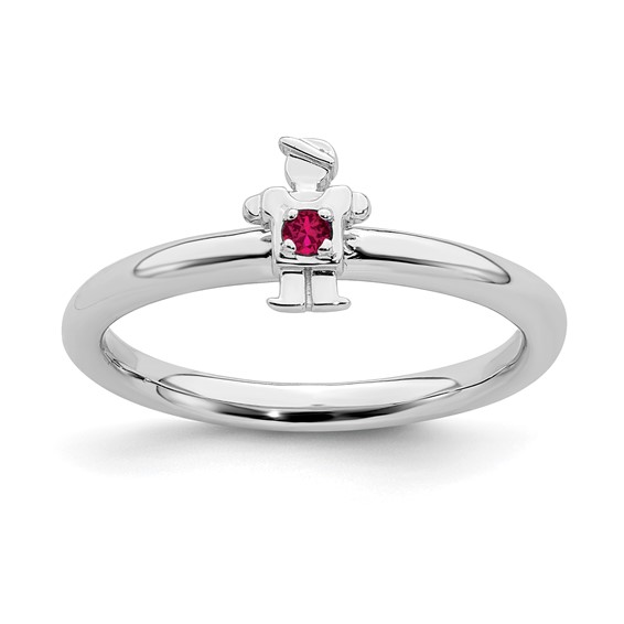 Sterling Silver Stackable Expressions Created Ruby Boy Ring
