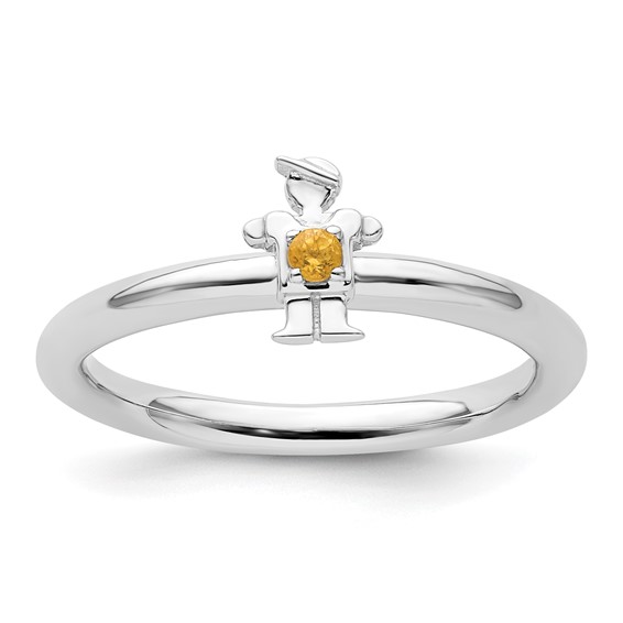 Sterling Silver Stackable Expressions Citrine Boy Ring