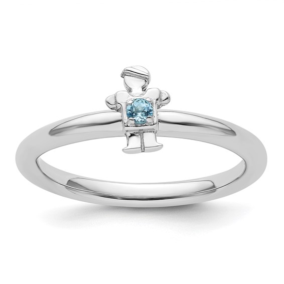 Sterling Silver Stackable Expressions Blue Topaz Boy Ring