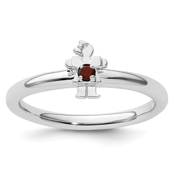 Sterling Silver Stackable Expressions Garnet Girl Ring