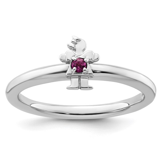 Sterling Silver Stackable Expressions Rhodolite Garnet Girl Ring
