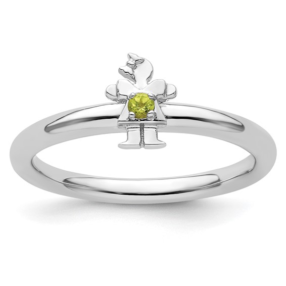 Sterling Silver Stackable Expressions Peridot Girl Ring