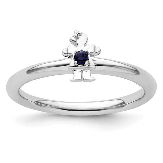 Sterling Silver Stackable Expressions Created Sapphire Girl Ring