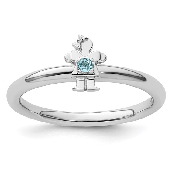 Sterling Silver Stackable Expressions Blue Topaz Girl Ring