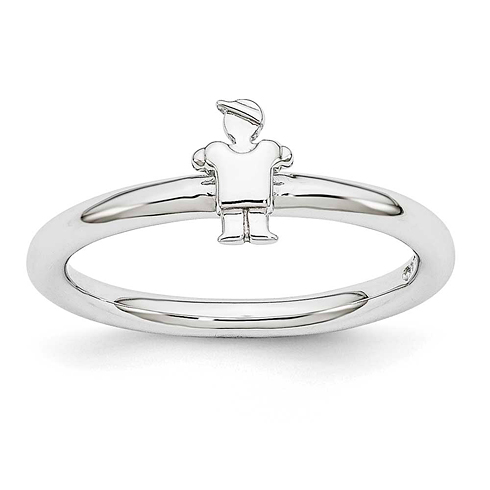 Sterling Silver Stackable Expressions Rhodium Boy Ring
