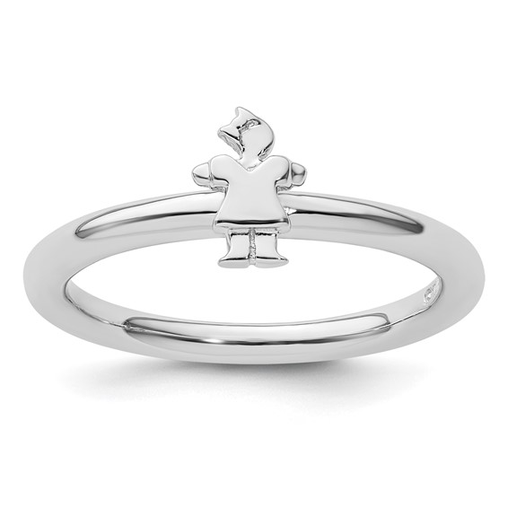 Sterling Silver Stackable Expressions Rhodium Girl Ring