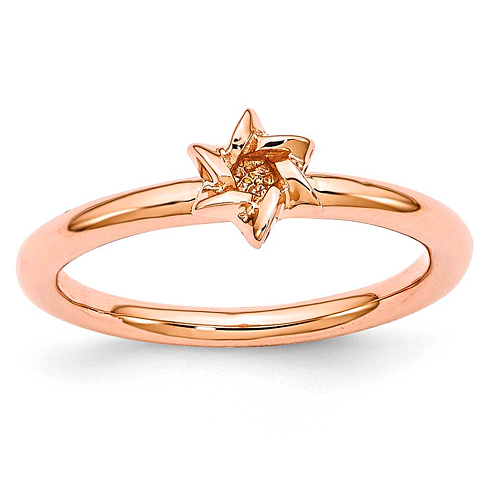 Sterling Silver Stackable Expressions Pink-plated Star of David Ring