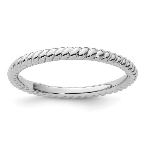 Sterling Silver Stackable 2.25mm Rhodium Twisted Ring