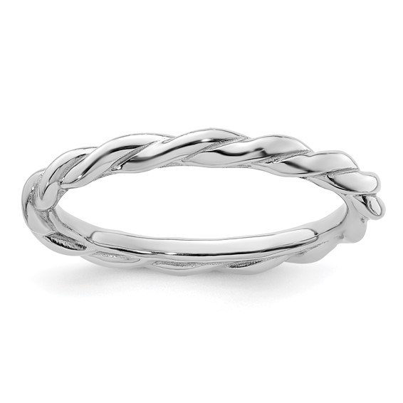 Sterling Silver Stackable Expressions Rhodium Twist Ring