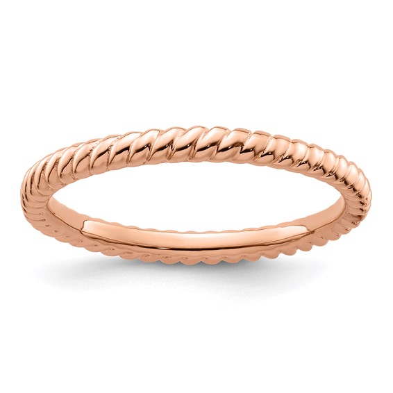 18kt Pink Gold-plated Sterling Silver Stackable 2.25mm Twisted Ring