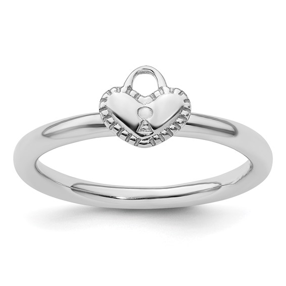 Sterling Silver Stackable Expressions Heart Padlock Ring