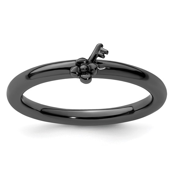 Sterling Silver Stackable Expressions Black-plated Key Ring