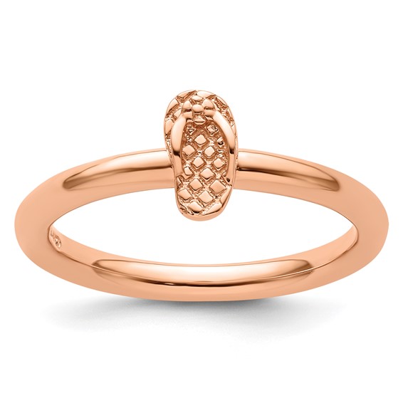 Sterling Silver Stackable Expressions Pink-plated Flip Flop Ring
